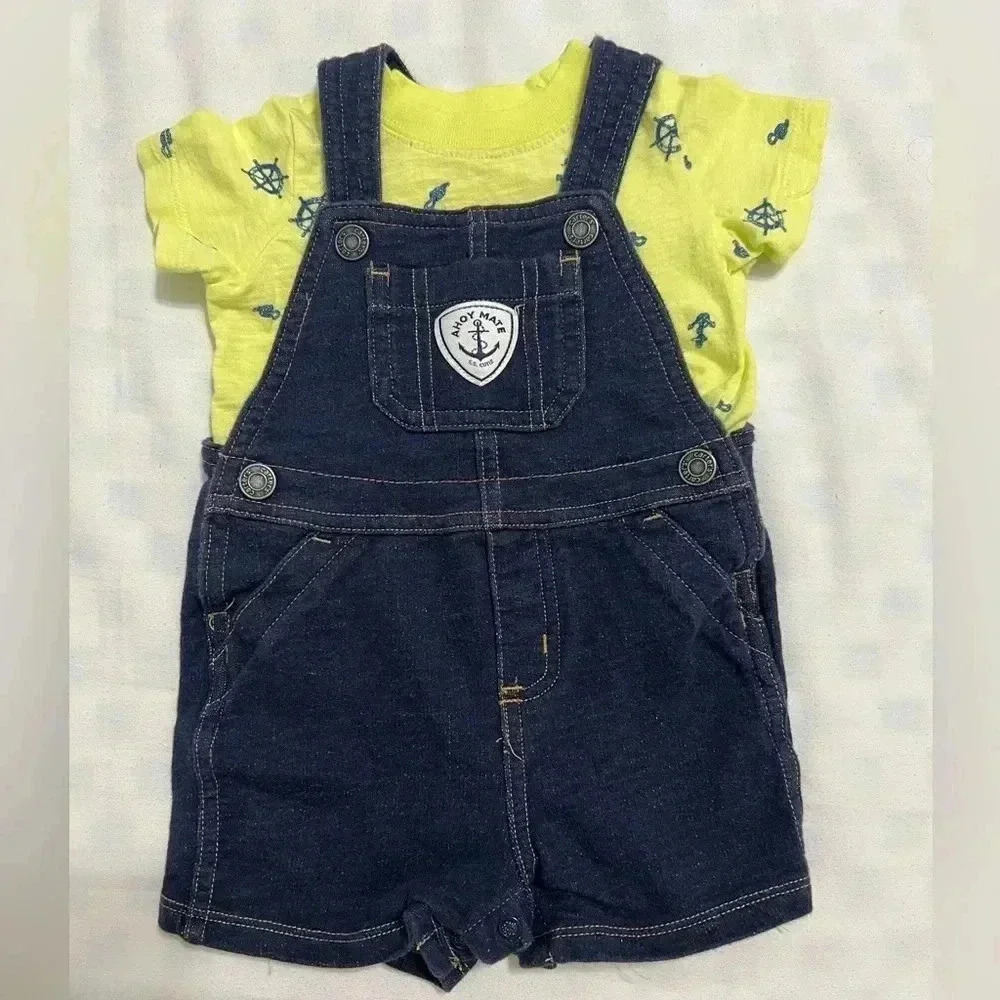 Carter's Ahoy Mate Overalls and Nautical Tee (Size 6 Months) - Picture 3 of 9